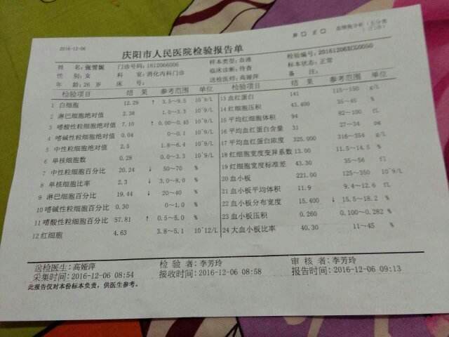 红细胞分布宽度偏低嗜酸性粒细胞偏低